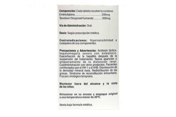 Fovirem 300/200 mg – Caja x30 Tabletas Recubiertas | Emtricitabina + Tenofovir - Image 3