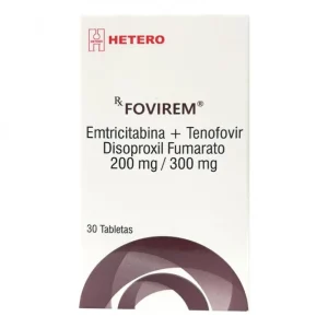 Imagen del medicamento Fovirem 300/200 mg caja con 30 tabletas para VIH