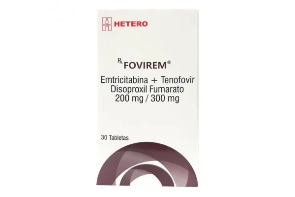 Imagen del medicamento Fovirem 300/200 mg caja con 30 tabletas para VIH