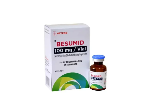 Besumid Bendamustina 100 mg polvo liofilizado para inyección intravenosa - Caja con 1 vial - Medicamento oncológico para tratamiento de leucemia y linfoma no Hodgkin