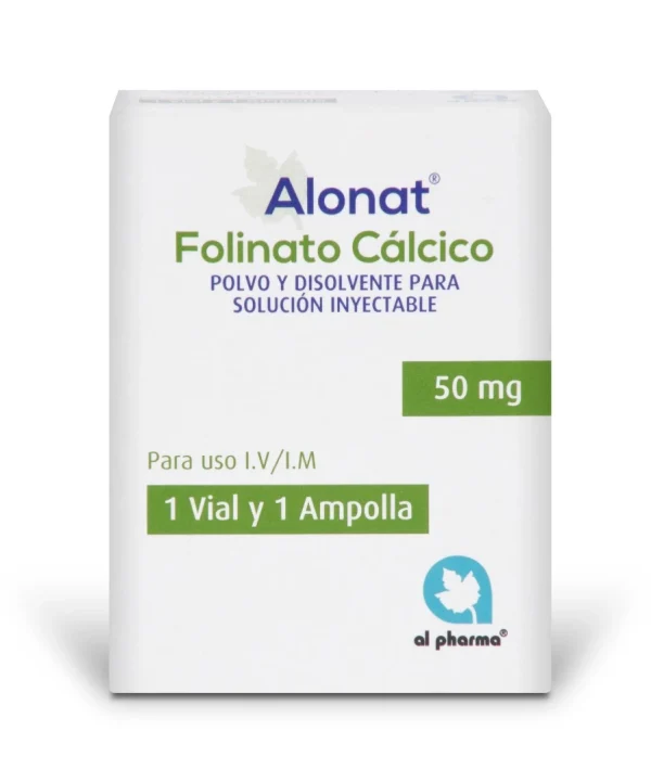 Imagen de Alonat 50 mg folinato de calcio solución inyectable caja con 1 vial de 5 mL