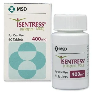Isentress Raltegravir 400 mg caja con frasco x 60 tabletas recubiertas