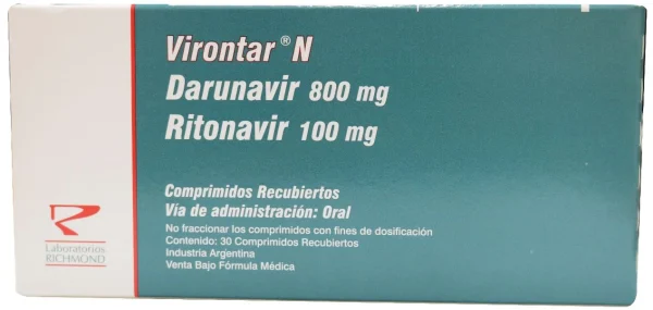 Virontar N 800 mg/100 mg caja con 30 tabletas ritonavir y darunavir precio en Colombia