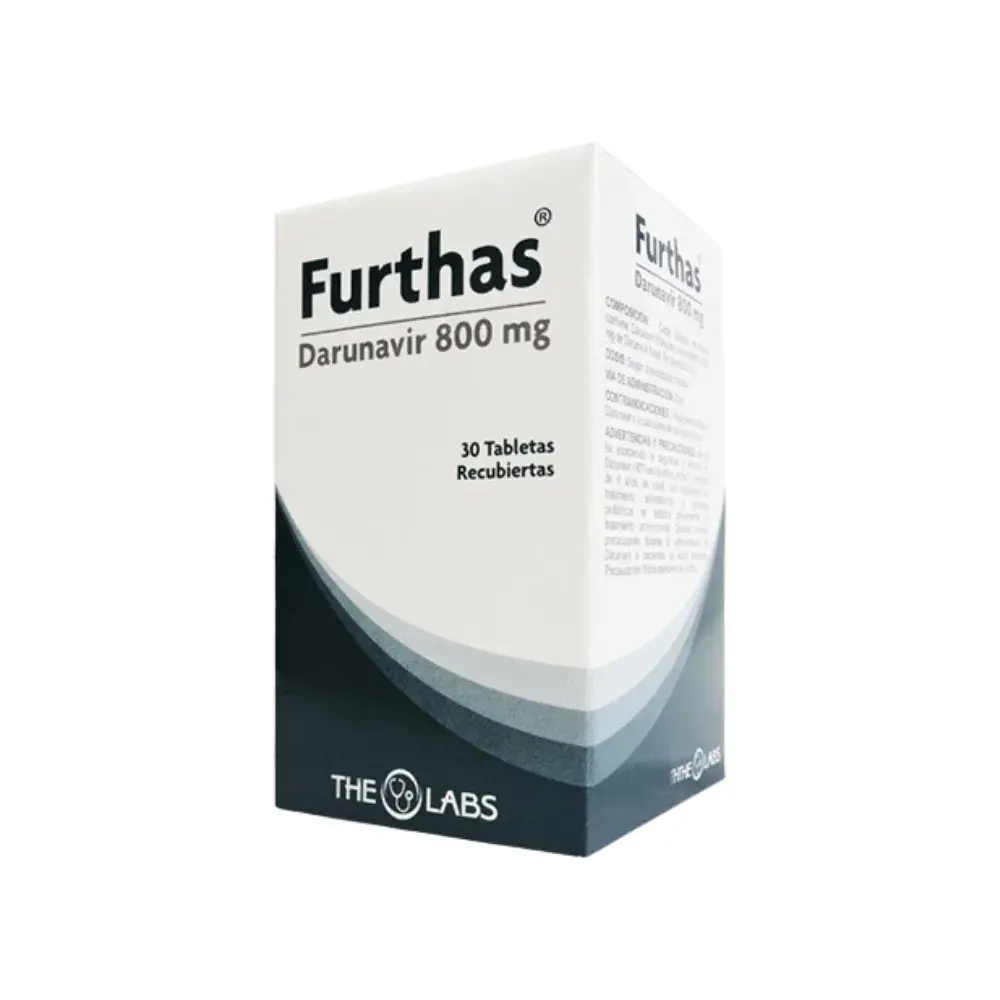 Furthas Darunavir 800 mg frasco con 30 tabletas recubiertas, medicamento antirretroviral con registro INVIMA, disponible en Colombia en Dismedex SAS