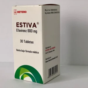 Frasco de Estiva Efavirenz 600 mg caja con 30 tabletas, antirretroviral especializado disponible en Colombia