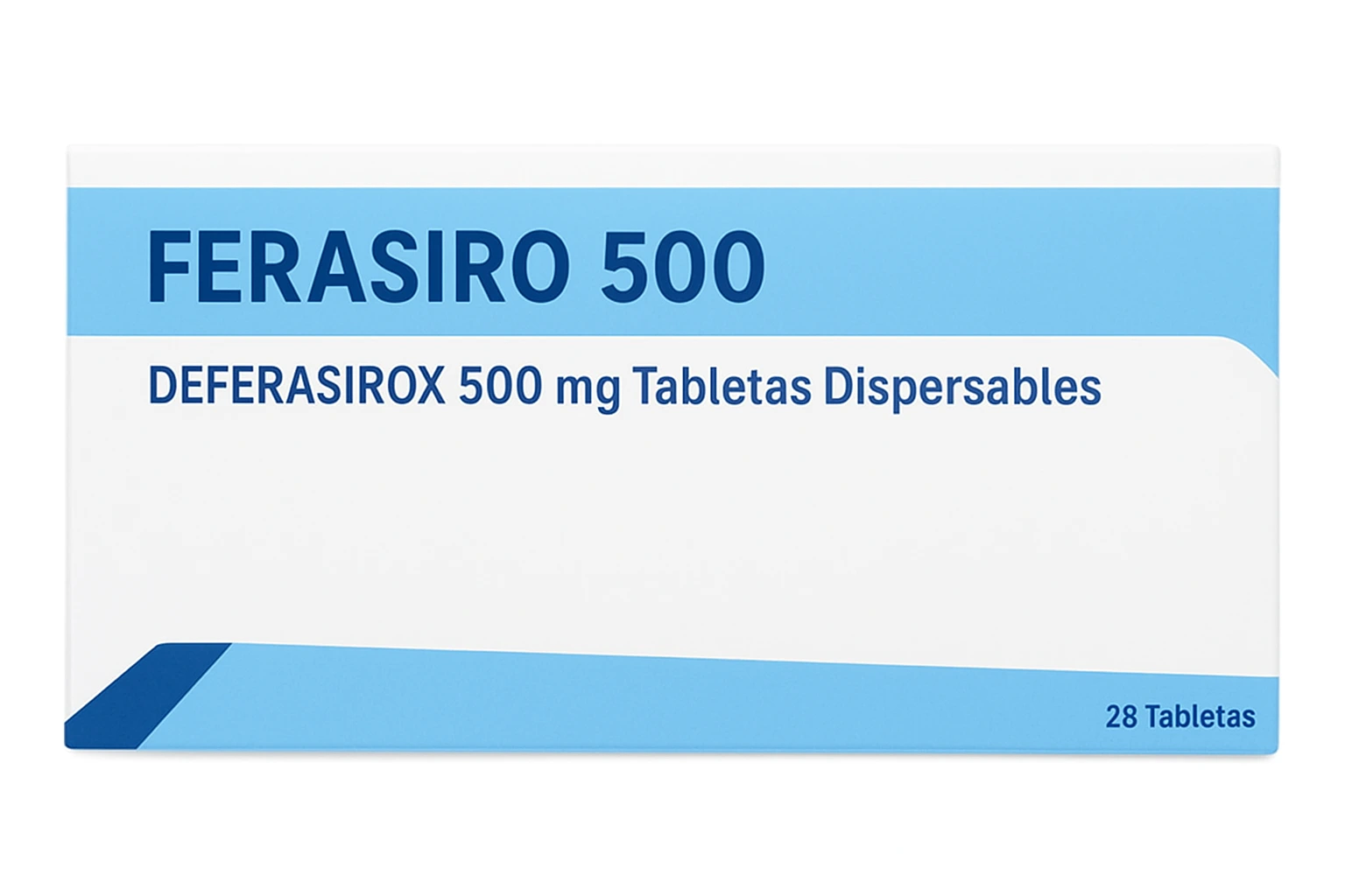 Ferasiro Deferasirox 500 mg Caja con 28 tabletas medicamento especializado quelante de hierro